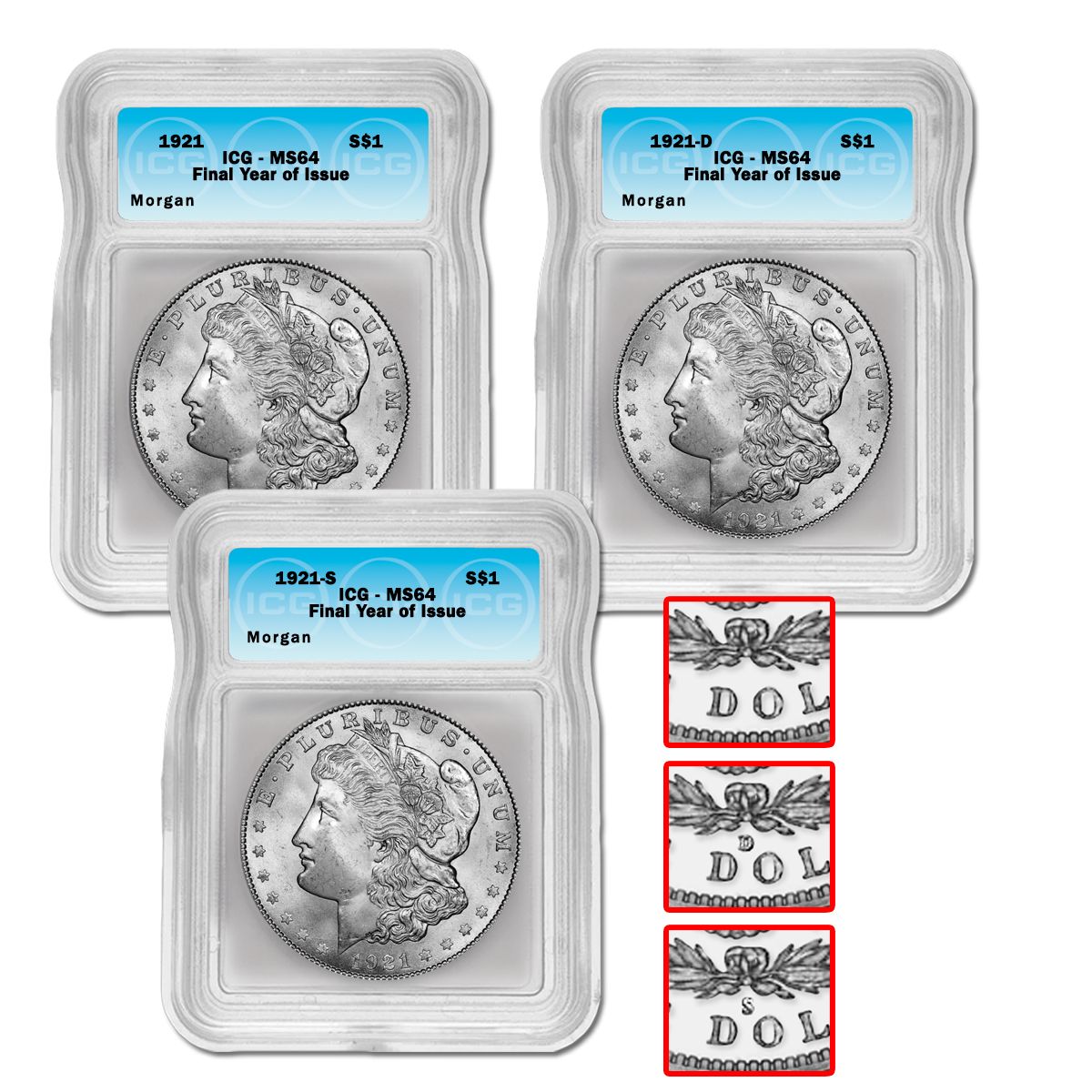 【超新作】 1921_morgan_dollars_pds_ms64_i シングルカード