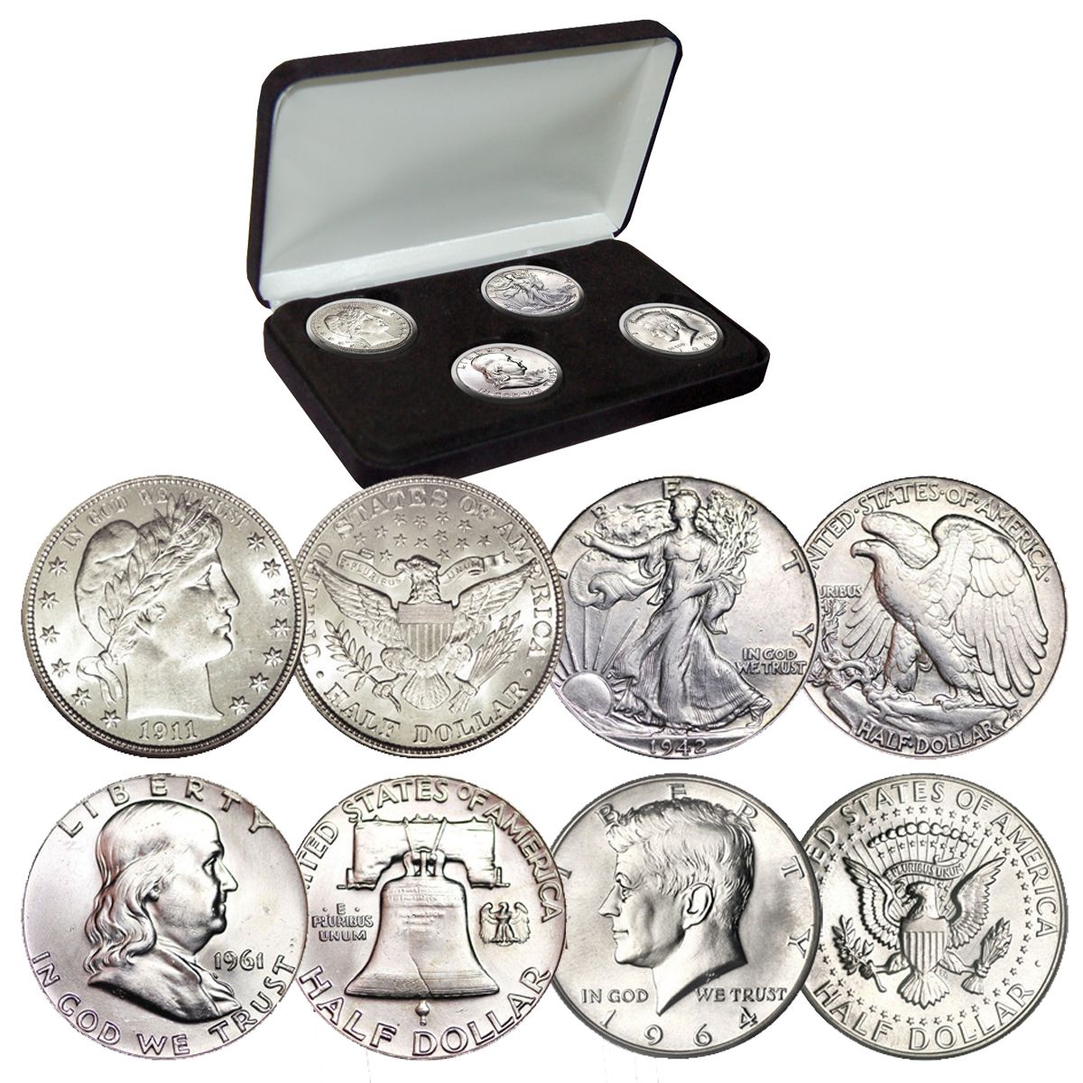Founding Fathers Of The United States Colorized JFK Kennedy Half Dollars - 7-Coin Set