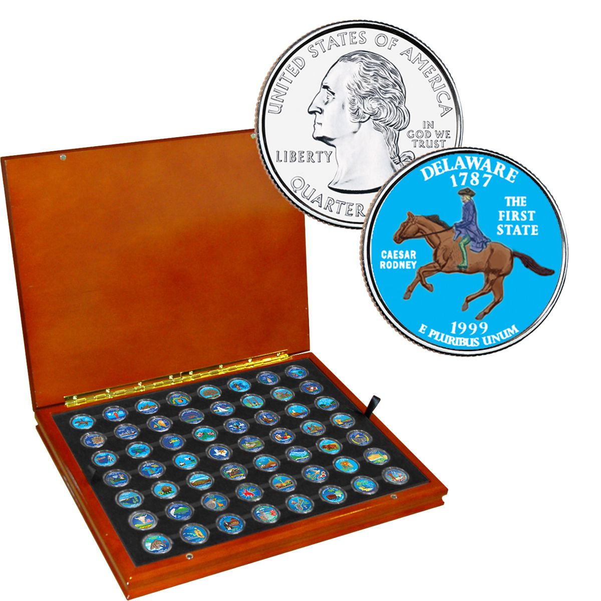 Colorized State Quarters, Complete Set of 56 - The Patriotic