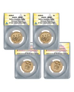 2026 P & D Native American Dollar MS68 2 Coin Set - Advance Release
