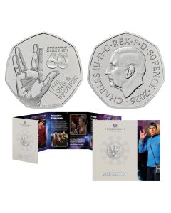 2026 UK 50p coin 60 Years of Star Trek - Live Long and Prosper - Spock - Royal Mint