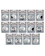 American Silver Eagle 14pc Anniversary Collection Certified Perfect 70