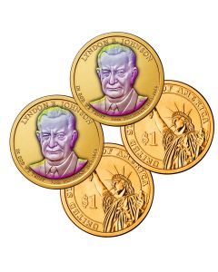 24k Gold Hologram P & D Presidential Dollar Sets-Lyndon B. Johnson
