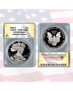 1986-S American Silver Proof Eagle 1oz coin PR70