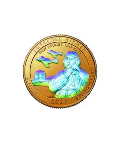  2021 Tuskegee Airmen Historic Site Quarter 24K Gold layered with Hologram Detail