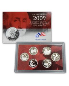 2009-S DC and Territorial Quarter SILVER Proof Set, with Box & COA