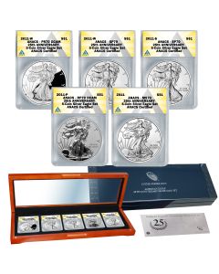 2011 American Silver Eagle 25th Anniversary 5-Coin Set ANACS 70  (ogp/coa)