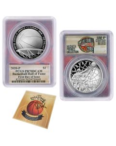 2020-P $1 Proof Basketball Hall of Fame Silver Dollar PCGS PR70DCAM FDOI