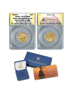2020-W $10 Gold Reverse Proof 400th Mayflower Anniversary Coin RP70 (20XC)