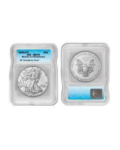 2020 (P) Emergency Silver Eagle Dollar Coin MS70 ICG 