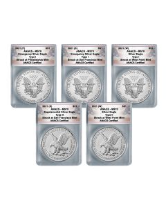 2021 American Silver Eagle Complete  Supplemental/Emergency MS70 Type Set