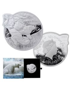 2021 Polar Bear 2 Oz Silver Solomon Islands $5 Coin - Ocean Predators