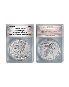 2022-W Burnished Uncirculated American Silver Eagle Coin SP70 - Inaugural Strike