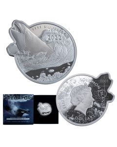2022 Killer Whale (Orca) 2 Oz Silver Solomon Islands $5 Coin (Ocean Predators)