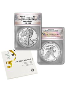 2024-W Proof $1 American Silver Eagle Congratulations Set PR70 1st Release