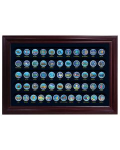Colorized State Quarters, Complete Set of 56 in Wood Display Frame
