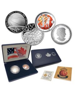 Basketball Silver Proof Dollar 2 Coin Set (U.S Mint/Canada Mint)