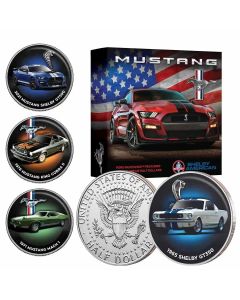 Ford Mustang Enamel Colorized JFK Half Dollar 10-Coin Collection