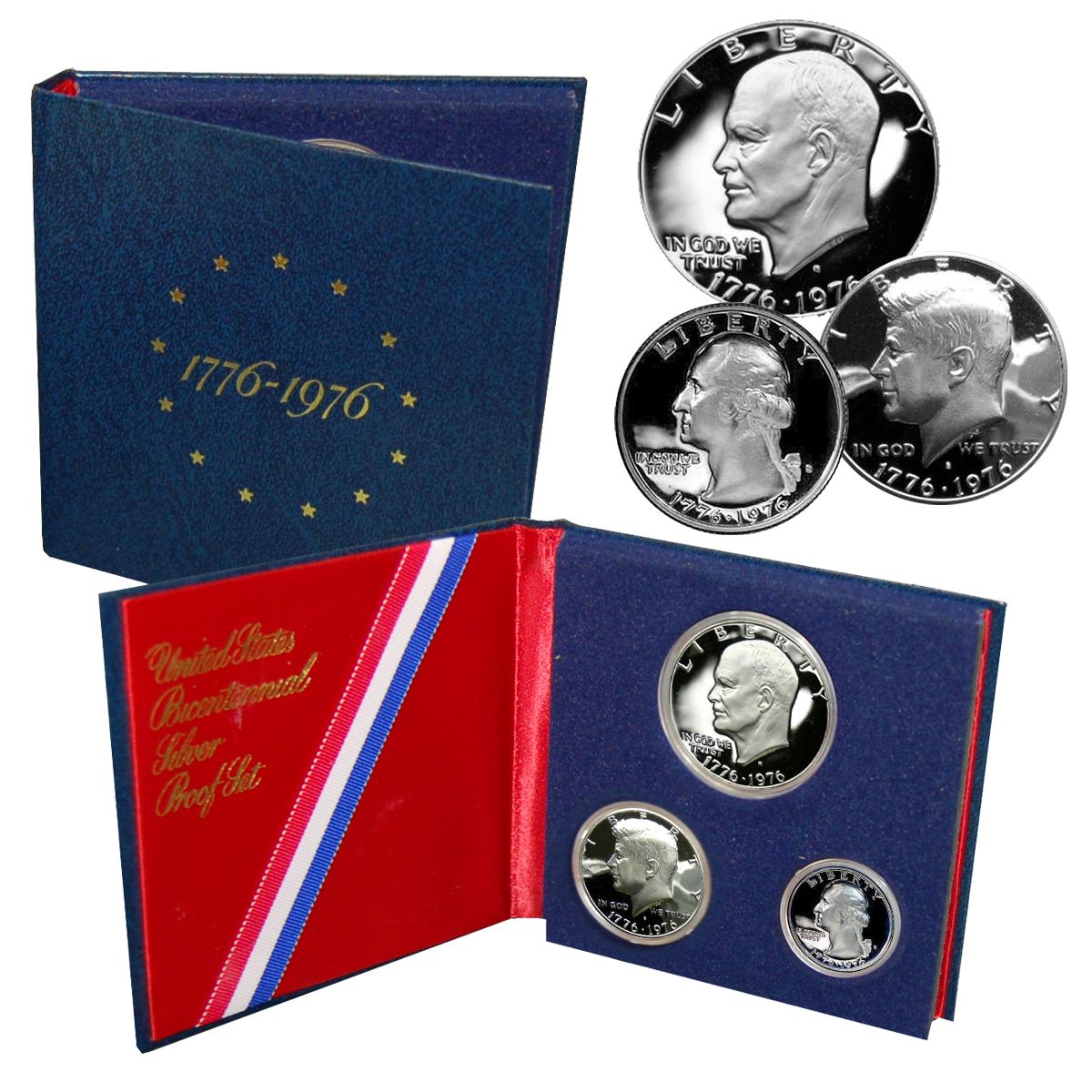 1976 United States Mint Bicentennial 40% Silver Coin 3 Piece Set 1 