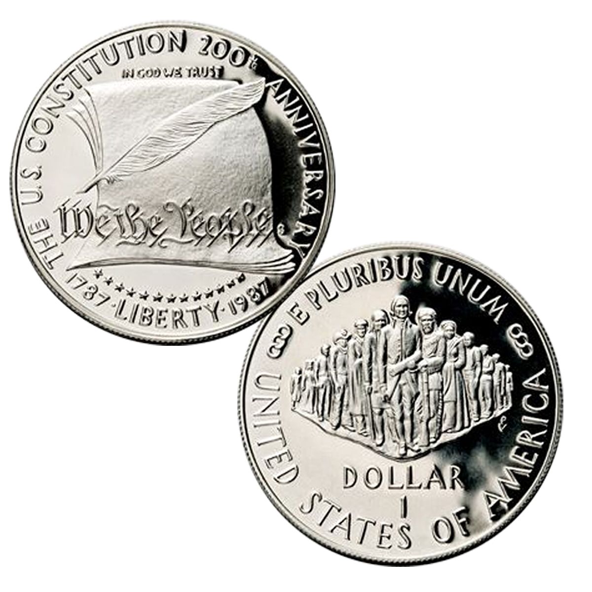 1987 S Constitution Commemorative Silver Proof Dollar US Coin DCAM Box & COA 