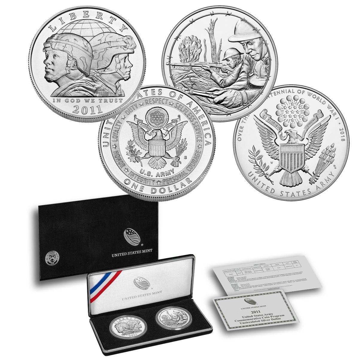 2011 USA MINT HOLOGRAM PRESIDENTIAL $1 DOLLAR 4 COIN SET Gift Box Certified 