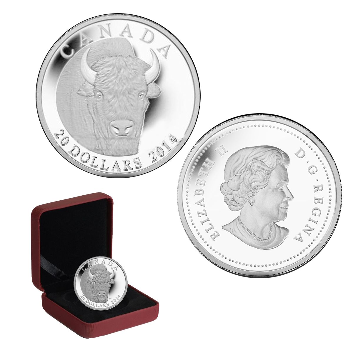 2014 Proof $20 The Bison #1-Portrait Canada .9999 silver twenty dollars 