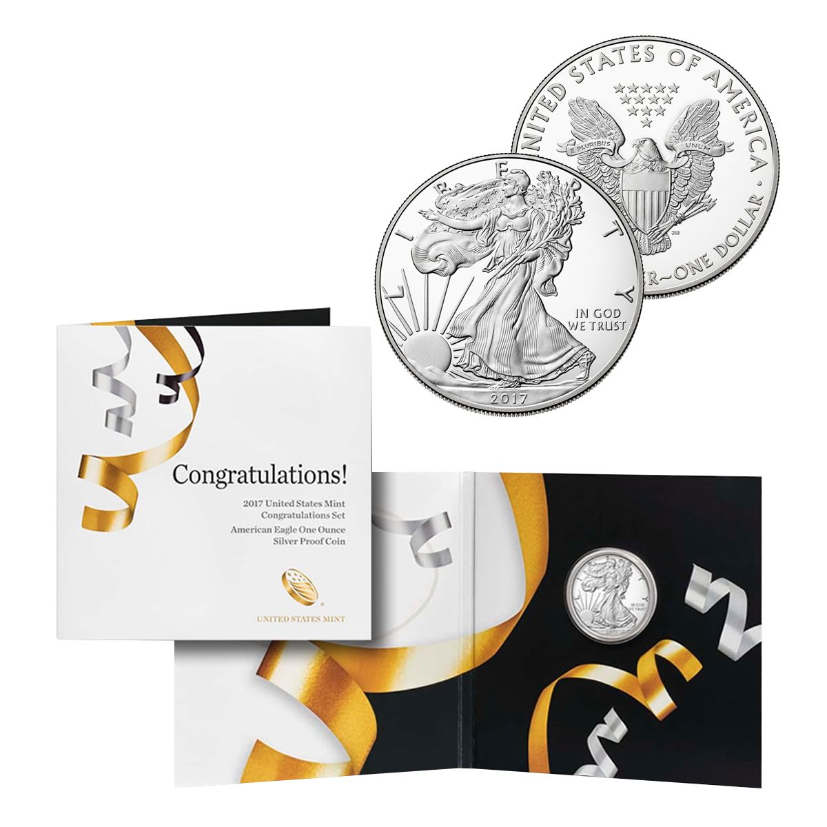 2017-S Proof $1 American Silver Eagle Congratulations Set OGP & COA No Coins