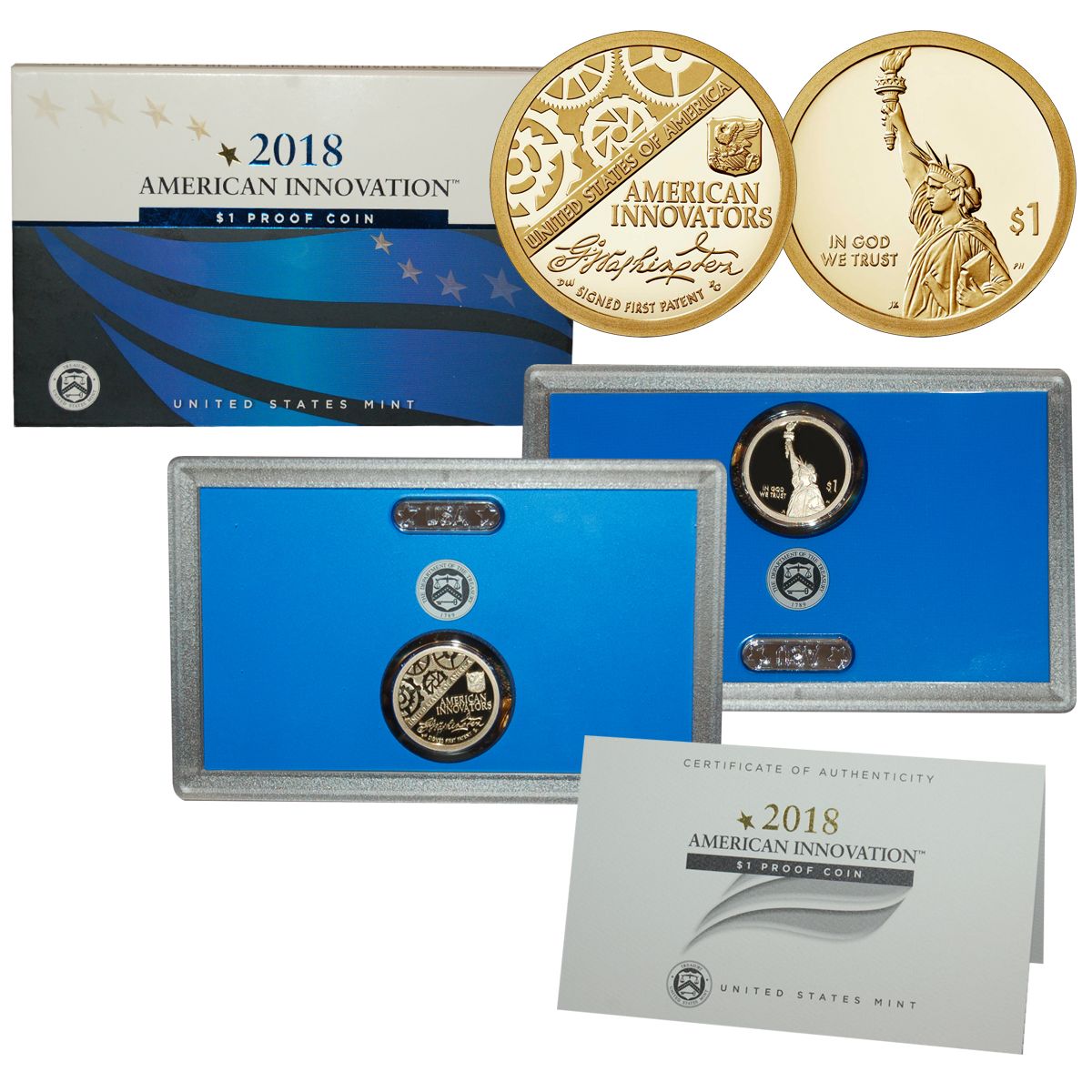 2018 S American Innovation $1 Proof Coin with Box and COA 