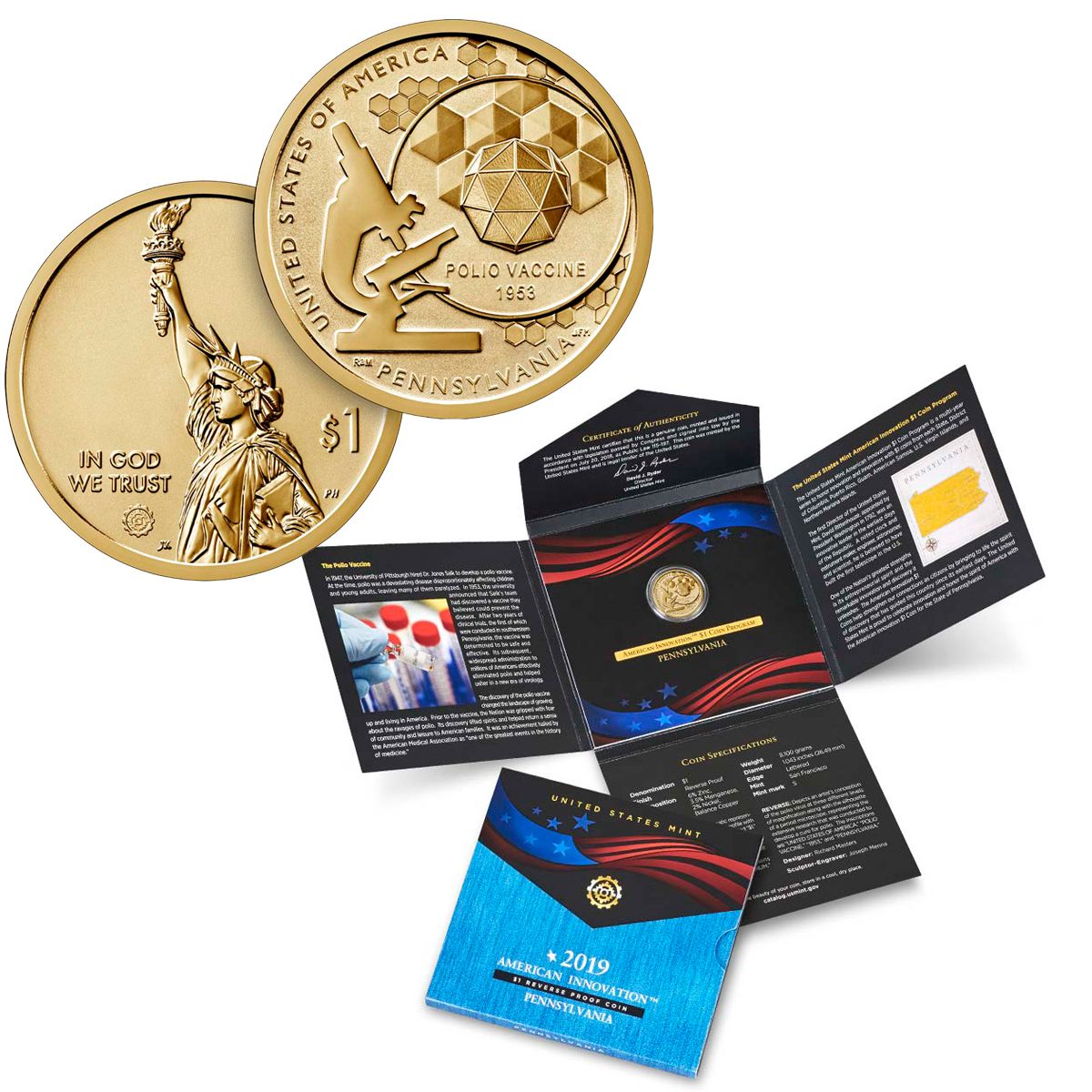 2020 S 4 Coin American Innovation Proof $1 Coins in OGP with CoA Proof 