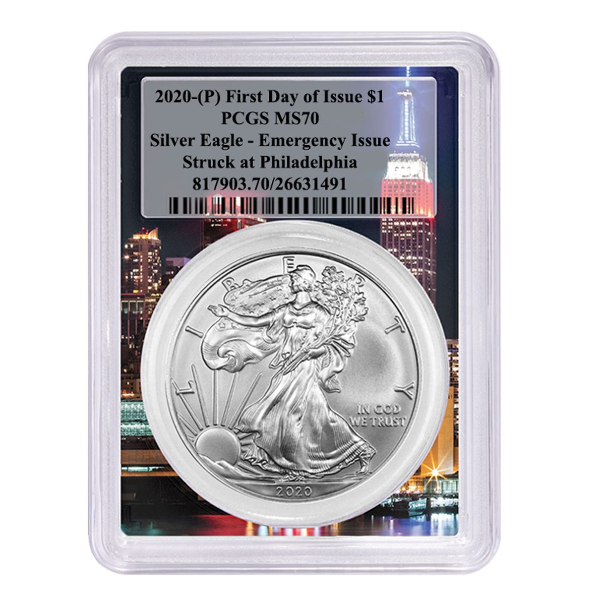 2019 $1 American Silver Eagle PCGS MS70 Trump Label Red Frame 