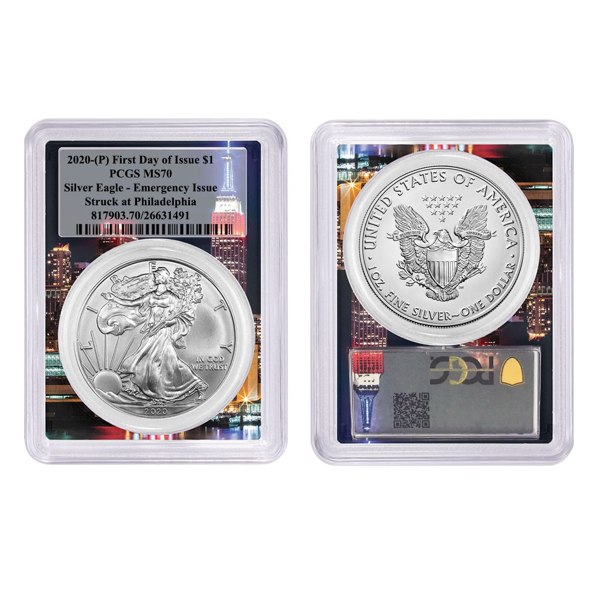 2020 (P) $1 American Silver Eagle PCGS MS70 Emergency 
