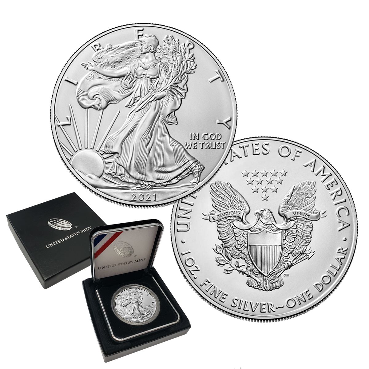 Case & Capsule Supplies NO COINS 1 American Silver Eagle US Mint Velvet Box 