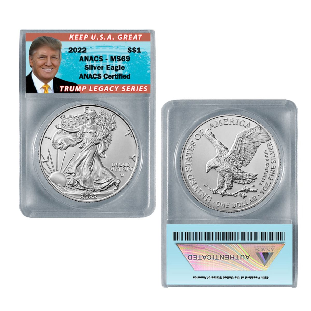 4 DONALD TRUMP 2017 AMERICAN SILVER EAGLES ALL PCGS MS69 FIRST STRIKE 1oz Coins 