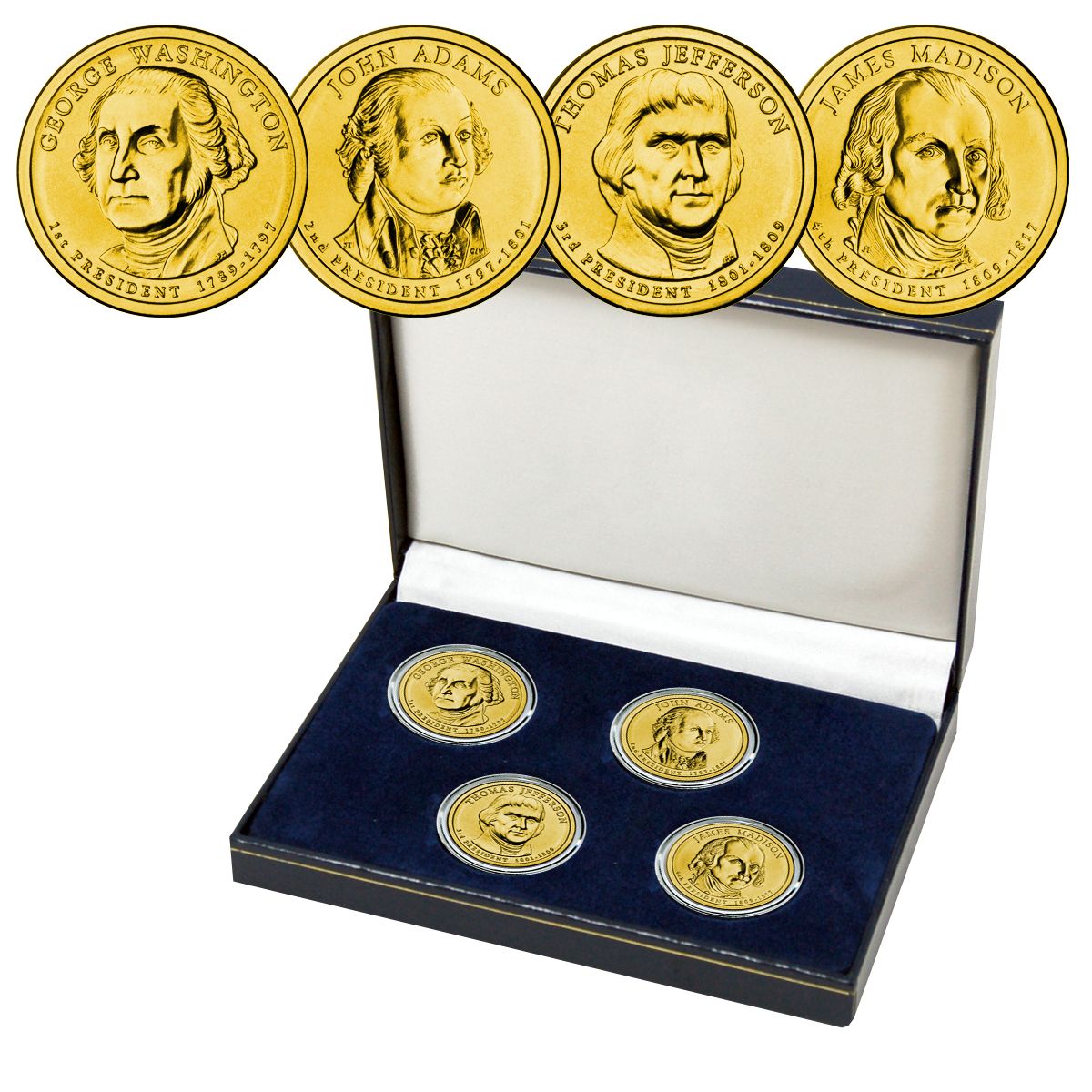 Dollar Collection 2007 24kt Presidential Dollar Coin Collection - The Patriotic Mint