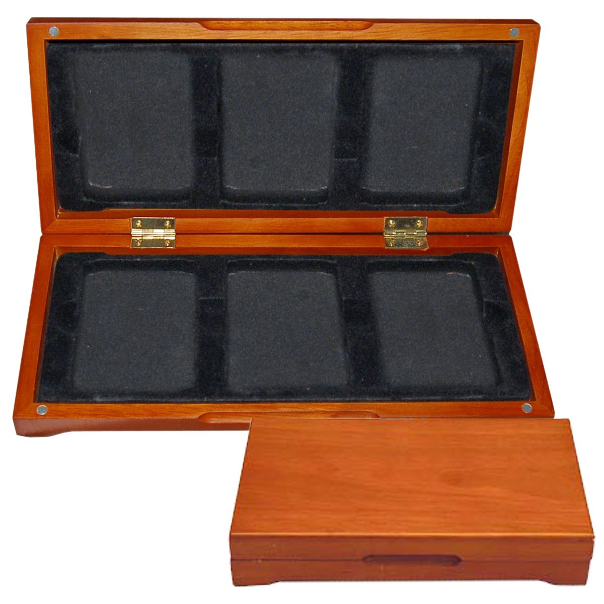Three Coin Wood Display Box NGC or PCGS - Currency and Coin
