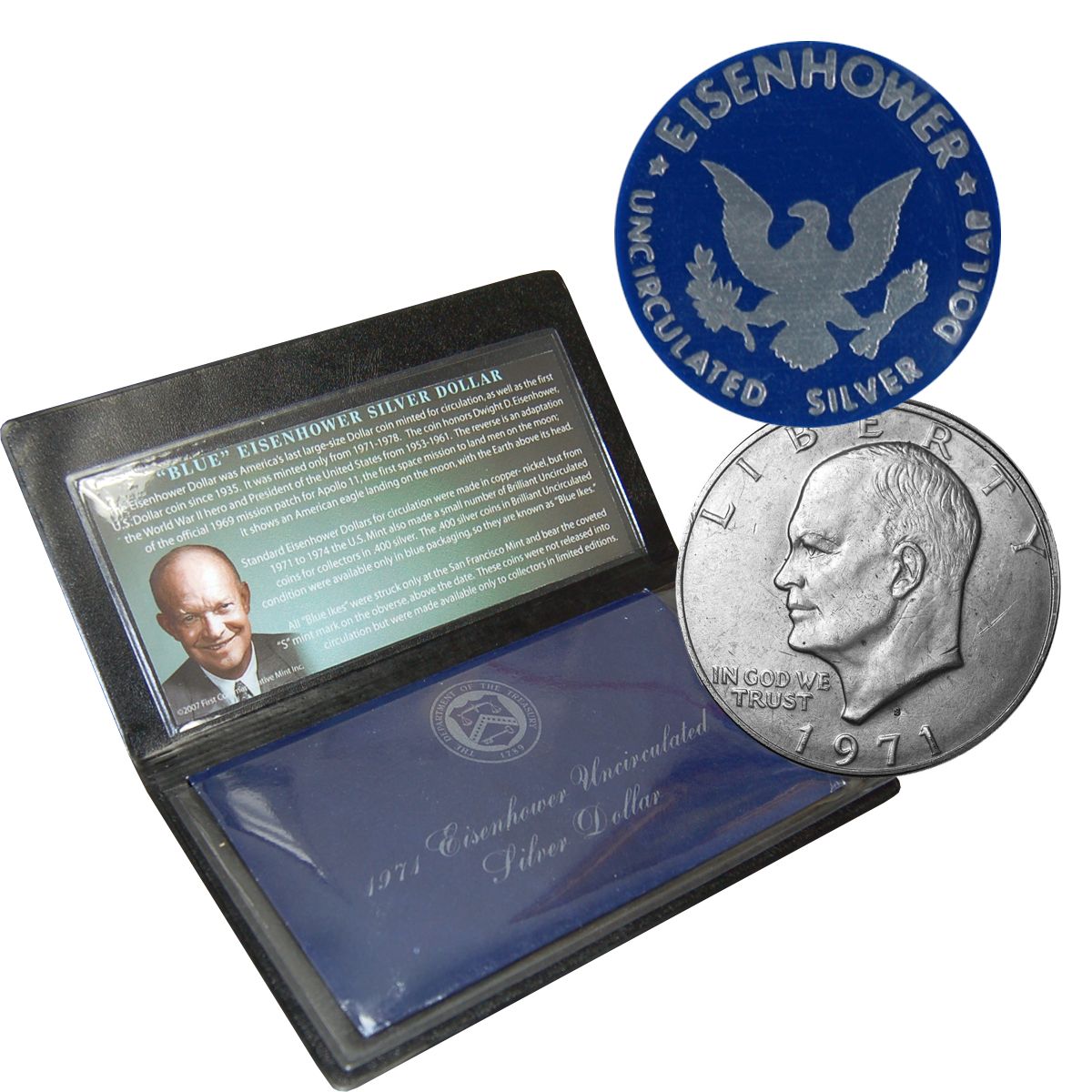 Blue Eisenhower Dollar The Patriotic Mint uncirculated-1971-s-eisenhower-40-silver-dollar