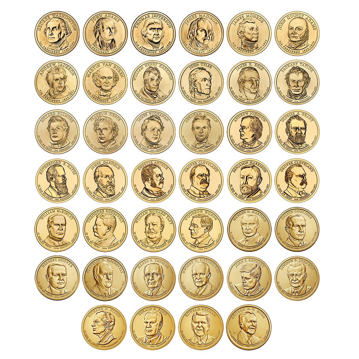 4 Coin Set 2014 All P Warren G Harding Presidential Golden Dollar BU Gold $1 
