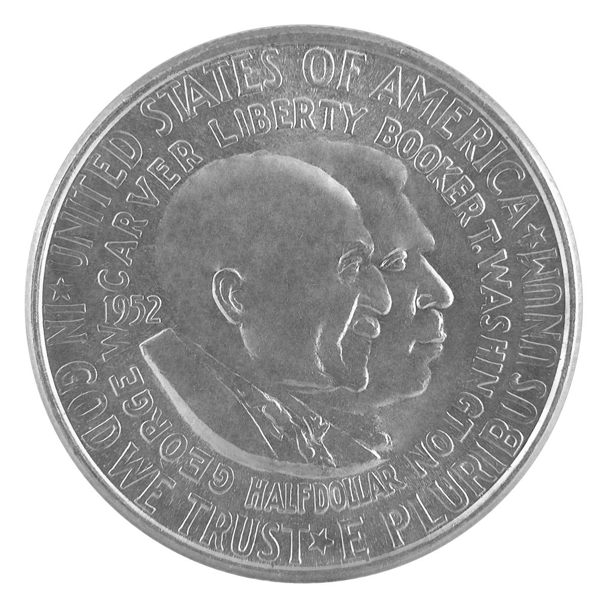 Booker T Washington & W Carver Silver Commemorative Half Dollar