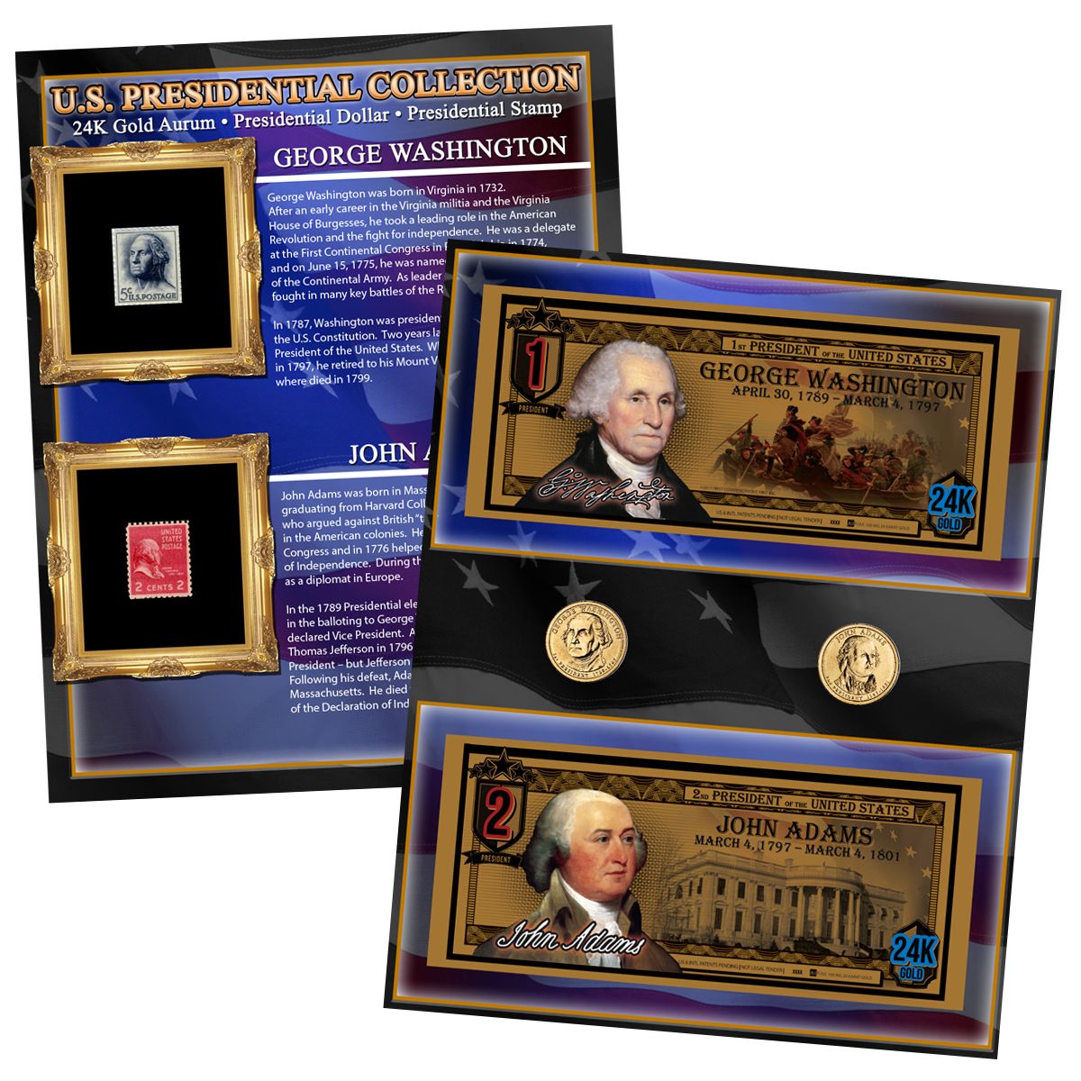 2007 S George Washington Proof Dollar Historical Signature Set with Box & COA 