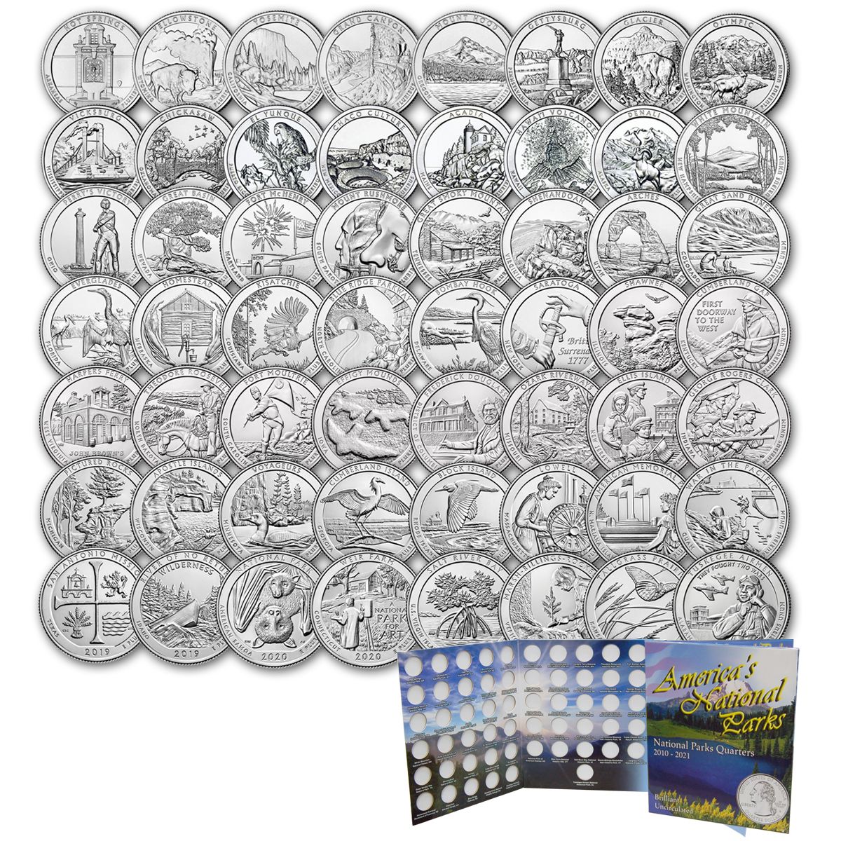 2012 S Complete Set of 5 National Park Quarters Uncirculated