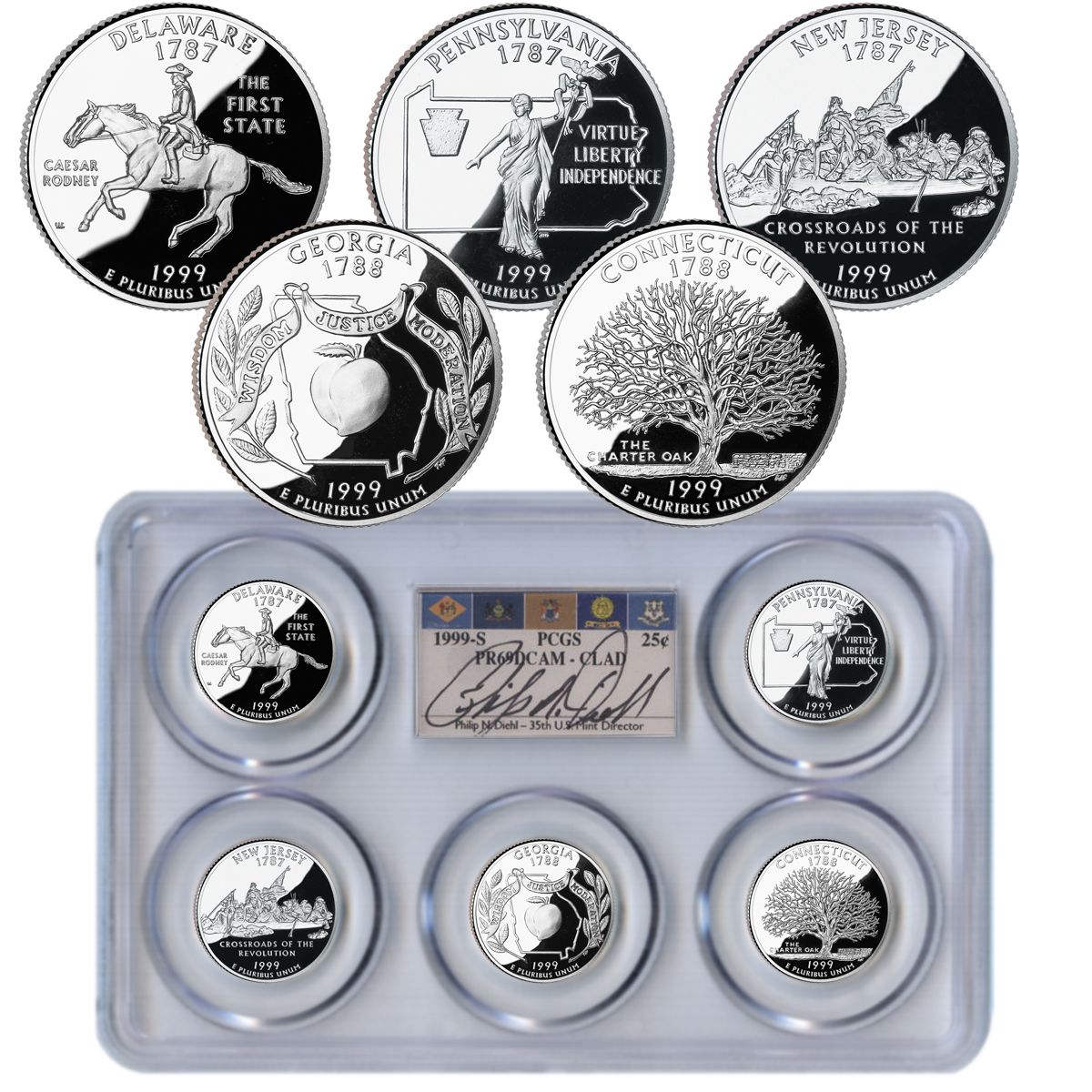 State Proof Quarters Complete set 1999-2008 PR 69 DCAM - PCGS Flag