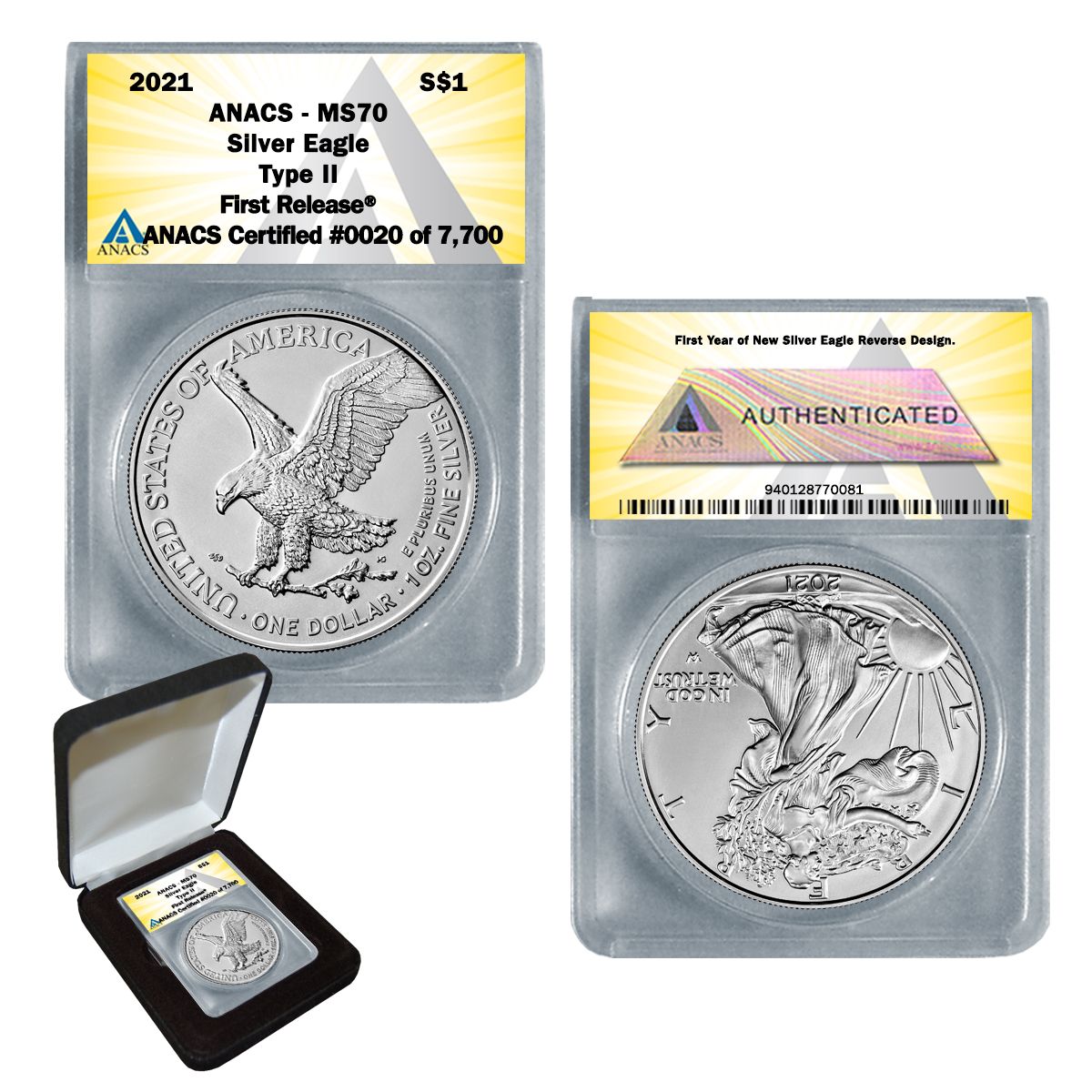 2021 American Silver Eagle Type 2 MS70 (First Release)