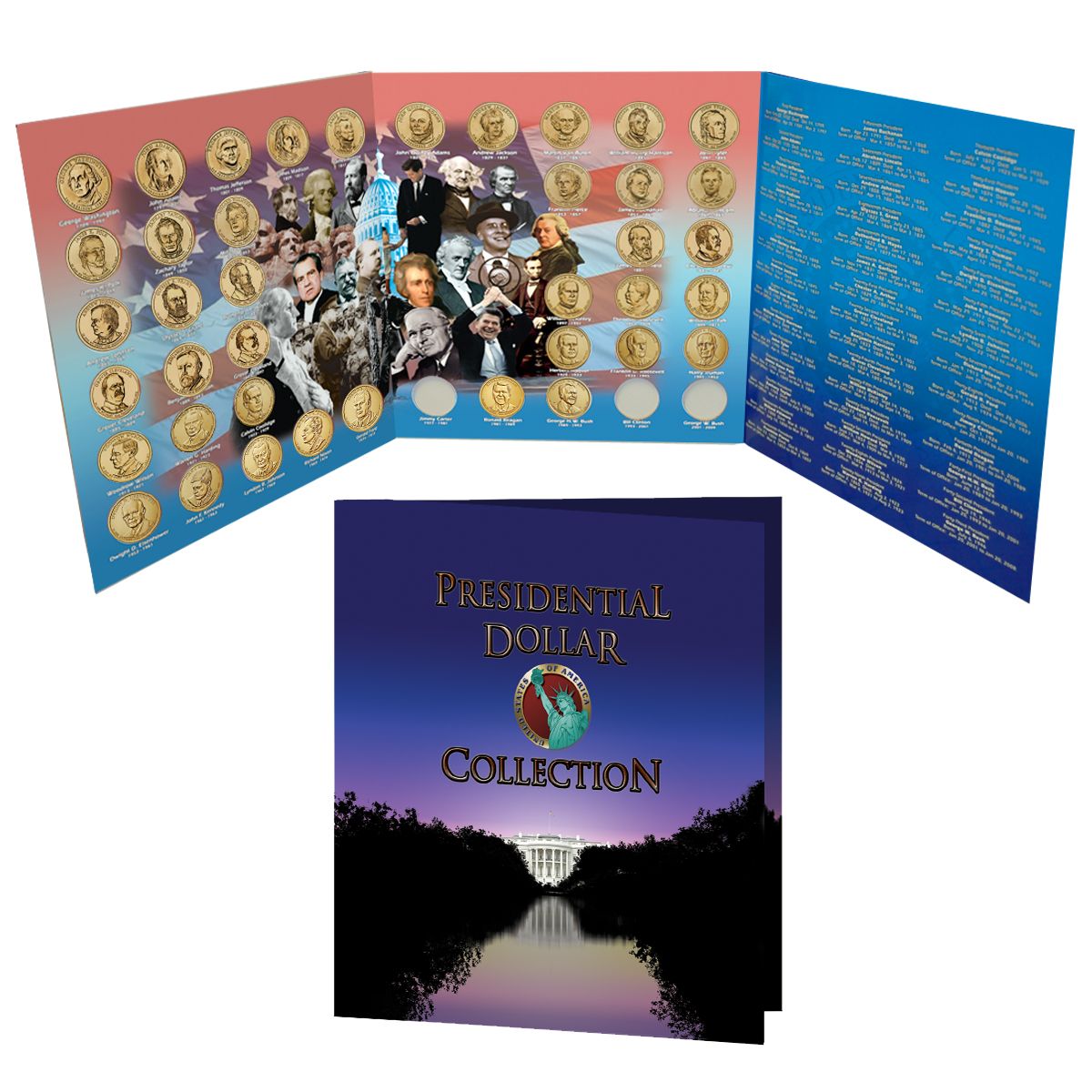 2007 - 2016 Presidential Dollar Set in Folder - The Patriotic Mint