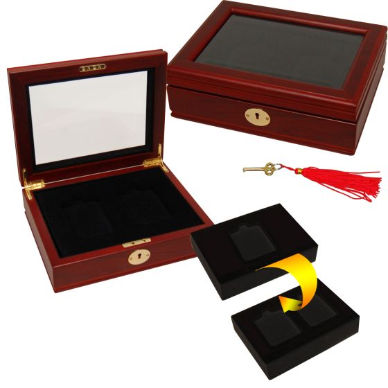 Wood Display Box for 1 or 2 Graded Coins 1