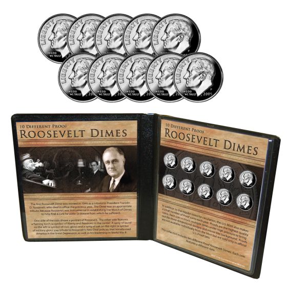 Roosevelt Dimes - Set of 10 Proof Dimes 1