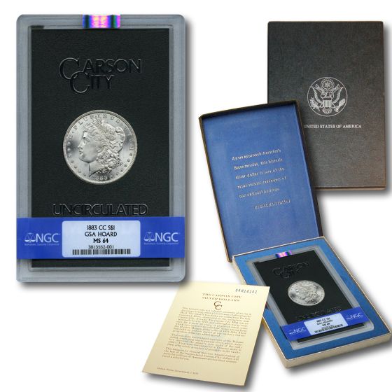  1883-CC GSA Hoard Morgan Silver Dollar $1 Coin NGC MS-64 with Box & COA 1