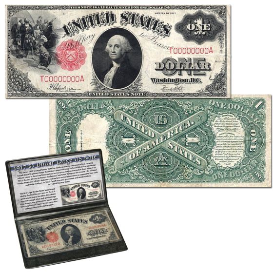 1917 $1 Dollar Large United States Note "Sawhorse" Reverse 1