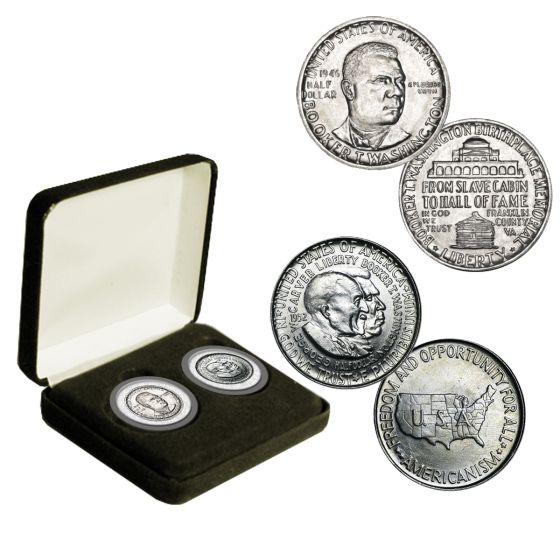 Booker T Washington & George W Carver Silver Commemorative Half Dollar Collection (1946-54) 2