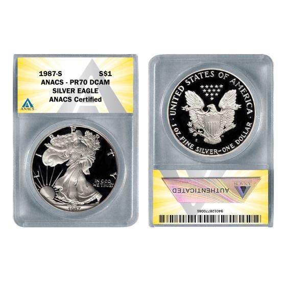 1987-S American Silver Proof Eagle 1oz coin PR70 1