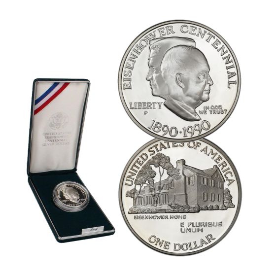 1990 Eisenhower Centennial Commemorative Proof Silver Dollar 2